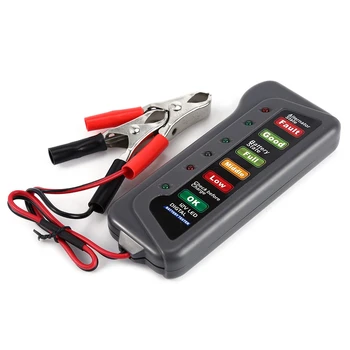 Мини-цифровой тестер генератора переменного тока на 12 В с 6 светодиодными индикаторами, показывающими состояние тестера аккумулятора автомобиля и мотоцикла