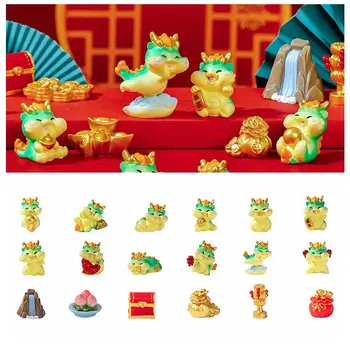 Подарки Украшения Дракона 2024 Комната миниатюрных фигурок из китайской новогодней смолы