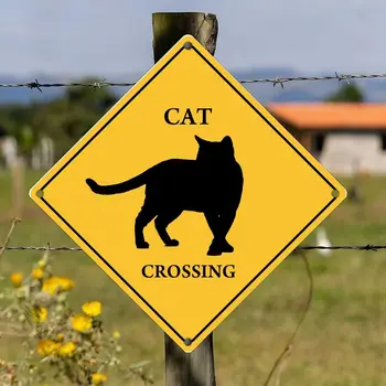 Осторожно, алюминиевая вывеска Cat, Забавная вывеска Cat Xing, ретро Винтажная жестяная металлическая вывеска Cat Crossing, алюминиевые художественные вывески, Осторожно, предупреждение
