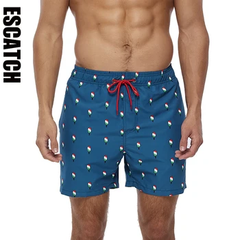Escatch 2023, Новые летние мужские пляжные брюки с карманами, шорты для плавания из полиэстера, мужские спортивные купальники на шнурках для серфинга, большие размеры