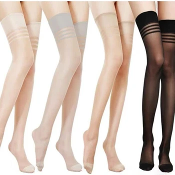Сексуальные длинные Чулки-трубочки, Женские Летние Ультратонкие носки средней длины с защитой от крючков Телесного цвета, Высокие носки-трубочки, Носки выше колена