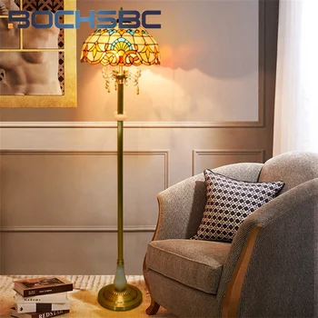 BOCHSBC Витражная лампа Тиффани, декор в стиле барокко, гостиничная вилла, гостиная, кабинет, спальня, торшер, торшерная лампа