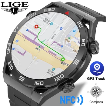 LIGE Новые Смарт-Часы с NFC Для Мужчин GPS Трекер AMOLED 454*454 HD Экран Пульсометр ЭКГ + PPG Bluetooth Вызов SmartWatch Для HUAWEI Xiaomi