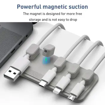 Кабельный органайзер USB-устройство для намотки кабеля Силиконовые зажимы для аккуратного управления на рабочем столе Держатель кабеля для мыши Органайзер для проводов наушников
