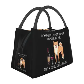 Изолированный ланч-пакет для собак породы Шиба-ину и вина Funny Dog для работы, офиса, любителей домашних щенков, Сменный кулер, термобокс для бенто для женщин