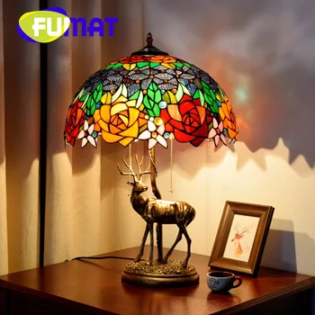 Настольная лампа из витражного стекла FUMAT Tiffany в стиле ретро 