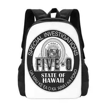 Hawaii Five-0 Эмблема Горячая Распродажа Рюкзаков Модные Сумки Hawaii Five 0 Five0 Fiveo Mcdanno Mcgarrett Danny Логотип Cbs Seal Черный Белый