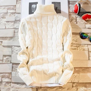 2019 Новый зимний толстый свитер, мужская водолазка, Приталенный вязаный мужской теплый рождественский свитер и мужской пуловер высшего качества