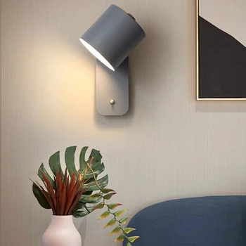 Nordic Macaron LED Creative Кнопка Для Чтения С Выключателем Настенный Светильник Белый Серый Зеленый E27 Спальня Гостиная Настенный Светильник