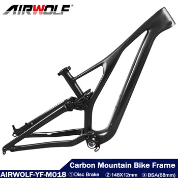 Амортизационная рама горного велосипеда AIRWOLF 29ER из углеродного волокна 148x12 мм, велосипедная рама с карбоновым дисковым тормозом MTB, Бесплатная Доставка, Гарантия 2 года