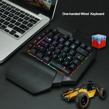 USB-клавиатура F6 для одной руки с подставкой для рук, проводная, 39 клавиш, светящиеся игровые клавиатуры для планшета, красочная эргономичная клавиатура для геймеров