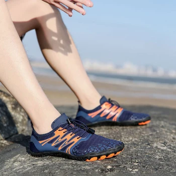 Мужская обувь без застежек, нескользящие резиновые кроссовки для плавания, дышащие быстросохнущие эластичные шнурки, удобные для прогулок по пляжу.