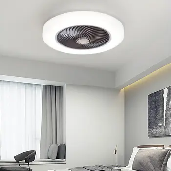 Спальня с дистанционным управлением, Бесшумный Умный Потолочный вентилятор с подсветкой, Невидимые лопасти диаметром 52 см, выдвижные