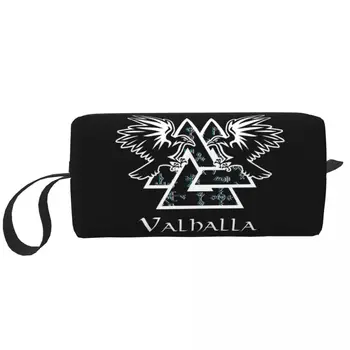 Изготовленная на заказ сумка для туалетных принадлежностей Viking Odins Ravens, женская косметичка, Органайзер для макияжа, коробка для хранения косметики