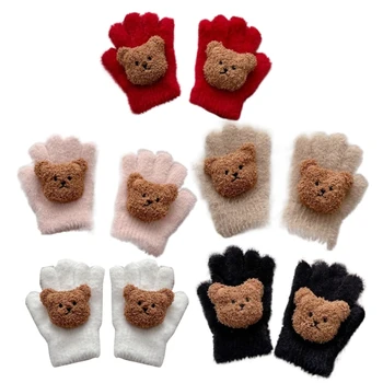 Теплые зимние перчатки Перчатки с рисунком Медведя Удобные перчатки для детей Девочка Мальчик