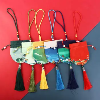 Женская сумка для ювелирных изделий, сумка для хранения с круглым дном в китайском стиле, Многоцветное Пустое саше, подвесное украшение