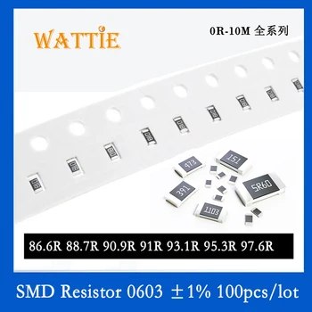 SMD резистор 0603 1% 86.6R 88.7R 90.9R 91R 93.1R 95.3R 97.6R 100 шт./лот микросхемные резисторы 1/10 Вт 1.6 мм * 0.8 мм