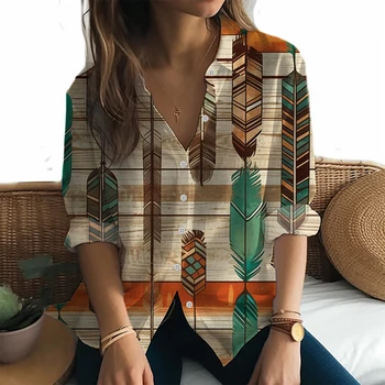 Новая модная универсальная женская рубашка с длинными рукавами, простая и удобная рубашка с 3D-принтом, яркая темпераментная рубашка с длинными рукавами