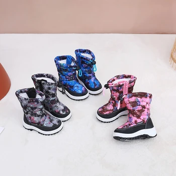 Зимние зимние ботинки для мальчиков и ботинки gril High Barrel, зимние утепленные и флисовые, а также детская хлопчатобумажная обувь больших размеров