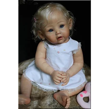 60-сантиметровый Возрожденный ребенок для девочки, мягкое силиконовое тело из ткани с 3D-краской и сосудистыми реалистичными светлыми волосами, художественная кукла принцессы для малышей