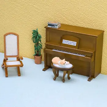 Модель пианино для кукольного домика с высокой имитацией, реалистичная модель музыкального инструмента с гладкими краями, не бьющаяся, игровая игрушка для дома