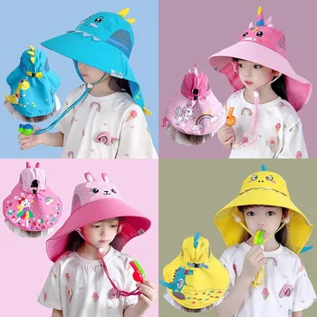 Детская солнцезащитная шляпа, летняя детская уличная кепка для шеи и ушей, пляжные кепки с защитой от ультрафиолета, кепка для путешествий для мальчиков и девочек, кепка с клапаном для детей