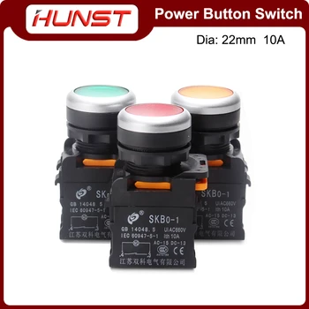 Высококачественный серебряный контакт Hunst 22 мм с фиксированным самоблокирующимся кнопочным переключателем для лазерного маркера и гравера для резки CO2-лазером.