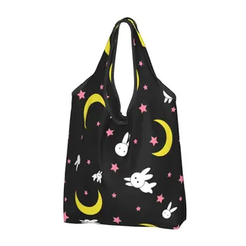 Модная сумка-тоут с рисунком Луны, портативная сумка для покупок в стиле японского аниме Kawaii, Сумка для покупок в стиле Каваи