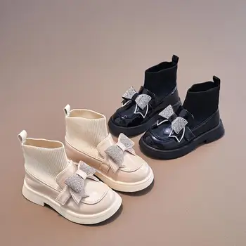 детские ботинки botas 2023, осенне-зимняя спортивная обувь в британском стиле, Классические ботильоны, модные детские зимние ботинки, Зимние кожаные ботинки для девочек.
