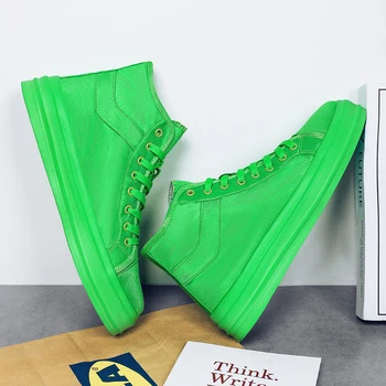 Модная вулканизированная обувь для мужчин Красочная зеленая Розово-красная женская парусиновая обувь для ходьбы Удобная Вулканизированная обувь унисекс большого размера