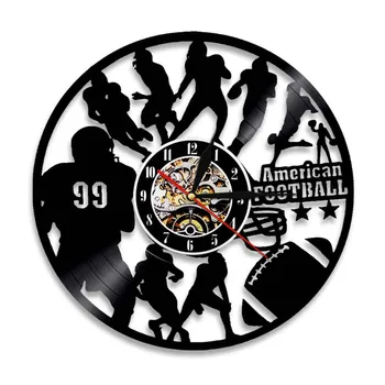 Настенные часы для спортивной команды по американскому футболу, современный дизайн, виниловые часы, 3D настенные часы, подарок для футбольных фанатов