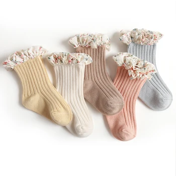 Милые детские носки, кружевные носки до щиколотки для девочек, хлопковые носки для младенцев, носки для малышей в стиле принцессы, носки для малышей от 0 до 7 лет