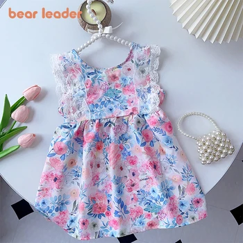Bear Leader, летнее новое детское модное платье для девочек, кружевное платье без рукавов с цветочным принтом, платье принцессы для девочек, милое милое платье для девочек