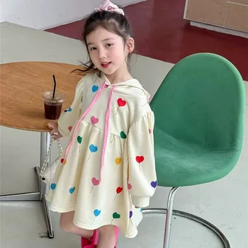 Платье для девочек, красочное платье с воздушным шаром, защитное платье, весенне-осенняя новинка 2023 года, детская одежда
