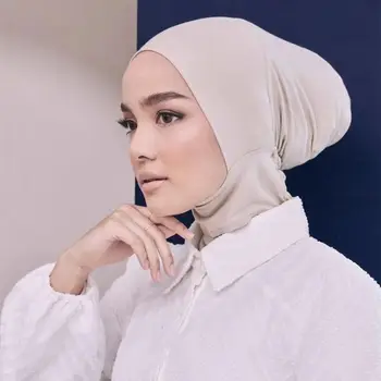 Модная эластичная внутренняя женская шляпа с полным покрытием, мусульманский тюрбан, хлопковый хиджаб, повязка на голову