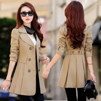 Женское пальто-ветровка, весенне-осенняя одежда, универсальное повседневное пальто средней длины для женщин
