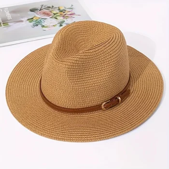 Весенне-летняя панама, Аксессуары для желтого пояса, Соломенная шляпа, Пляжная дышащая джазовая шляпа для отдыха, Соломенная шляпа