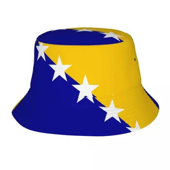 Флаг Боснии и Герцеговины Унисекс Повседневная солнцезащитная шляпа Панама Боб Хип-хоп Кепка Рыбацкая Шляпа Панама