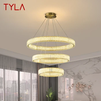 Современный Подвесной светильник TYLA со светодиодным круглым кольцом, Роскошная Хрустальная Креативная Люстра Для гостиной, столовой, декора виллы