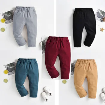 Однотонные повседневные детские брюки из мягкого хлопка для новорожденных мальчиков, весенне-осенняя униформа, теплая одежда из хлопка для малышей, леггинсы