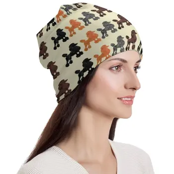 Милые шапочки-бини с принтом пуделя, вязаная шапка для четырех собак, Термоэластичные мужские И женские кепки в стиле хиппи, весенний дизайн, Y2K, Крутые шляпы-капоты, подарок