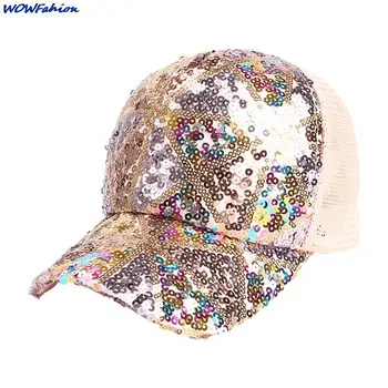 Женские бейсболки, сетчатые кепки, модные шляпы с красочными блестками, бейсболка Gorras, регулируемые сетчатые кепки в стиле хип-хоп, кепка для папы