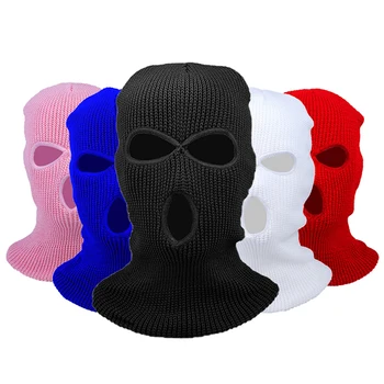 Новая модная лыжная маска с 3 отверстиями, зимняя балаклава, теплая трикотажная маска для занятий спортом на открытом воздухе