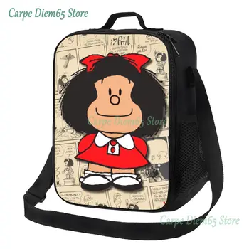 Изготовленная на заказ винтажная сумка для ланча Mafalda Manga, Женская Теплая сумка-холодильник, изолированные ланч-боксы для детей школьного возраста