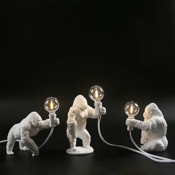 Настольная лампа с животным-гориллой Кинг-Конг, Украшение из смолы, Маленькая Ночная Лампа, Креативные поделки, Настольная лампа с Гориллой, Декор для стола