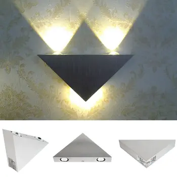 Треугольная светодиодная настенная лампа для помещений, гостиная, Проход, Прикроватный ночник для спальни, Матовый Серебристый алюминиевый корпус 110V 220V