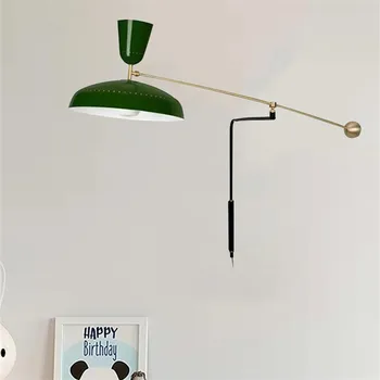 Настенный светильник G1 Винтажный красно-зеленый с регулировкой угла наклона абажура ретро металлическая лампа E27 Для чтения в спальне, освещение для украшения кафе