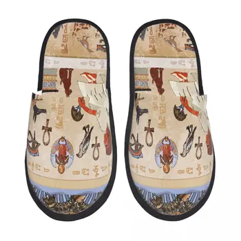Домашние тапочки Египетские боги и фараоны Теплая меховая обувь Домашние тапочки Плюшевые зимние вьетнамки