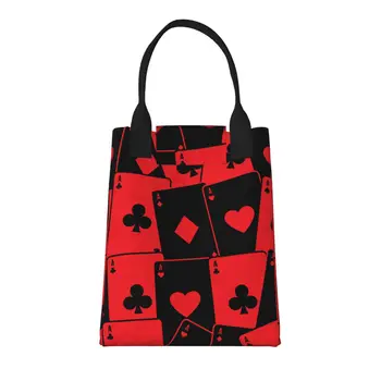 Красная карта для покера, большая модная сумка для покупок с ручками, многоразовая хозяйственная сумка из прочной винтажной хлопчатобумажной ткани