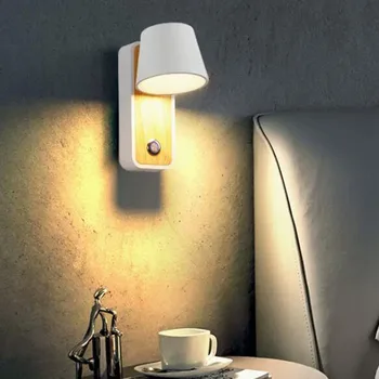 Современный Простой прикроватный настенный светильник для чтения мощностью 3 Вт с выключателем ТВ Диван Фон Настенный светильник Спальня Балкон Коридор Настенный прожектор